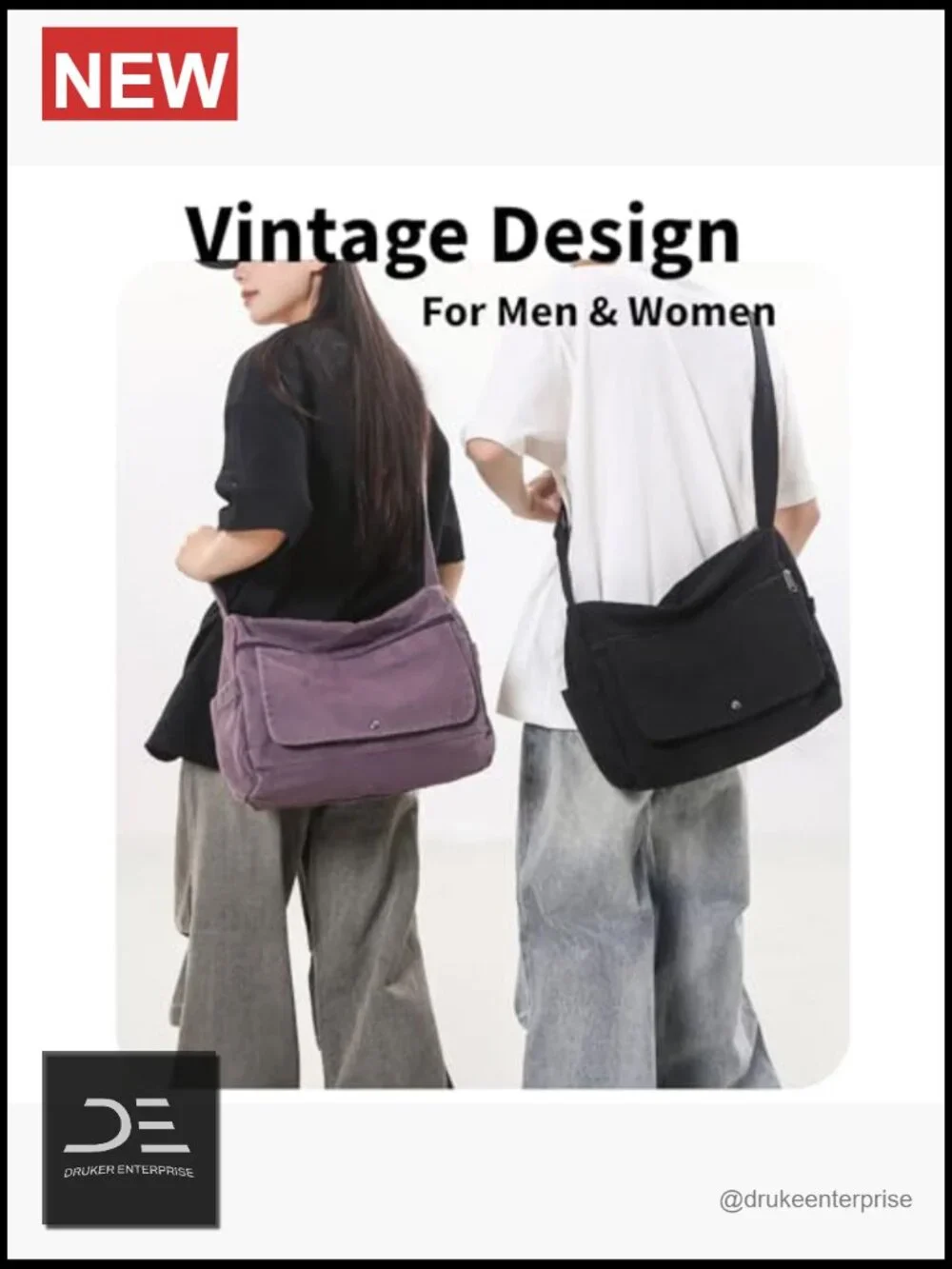 Canvas Messenger Bag Crossbody Tote with Multiple Pockets Vintage Satchel